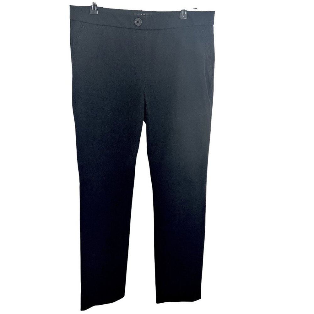 Elie Tahari Black Stretch Woven Leggings, Elastic Waistband, Pull-on, Size 12